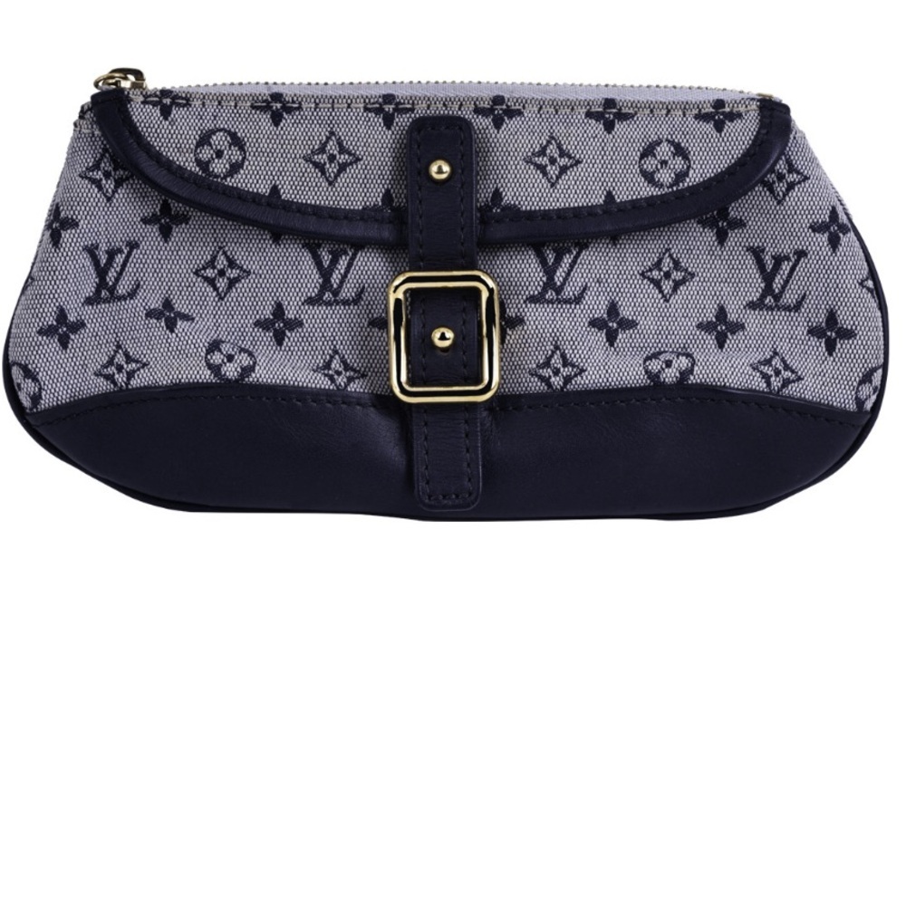 Authentic Vintage Louis Vuitton Monogram Mini Lin Anne Sophie Pouch/Clutch Navy